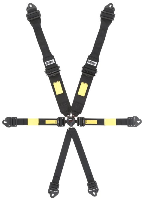Harness - 6 Point - Camlock - SFI 16.1 - Pull Down Adjust - Clip-In / Wrap Around - Individual Harness - HANS Ready - Black - Kit