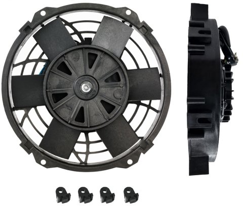Electric Cooling Fan - Brushless Thermatic - 12V - 8 in Fan - Push / Pull - Straight Blade - 8.4 in H x 8.3 in W - 2.6 in Thick - Plastic - Each