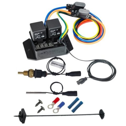 Fan Controller - Single or Dual Fan - Adjustable - Digital - 40 amps Relay - 104-230 Degree F Activation Range - 1/4 in NPT Temperature Sensor - Kit