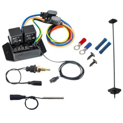 Fan Controller - Single or Dual Fan - Adjustable - Digital - 40 amps Relay - 104-230 Degree F Activation Range - 1/8 in NPT Temperature Sensor - Kit