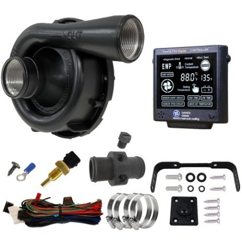 Water Pump - EWP150 - Electric - Remote Mount - 16 AN Female / 1-3/8 in Hose Barb to 16 AN Female / 1-3/8 in Hose Barb - 42.8 GPM - Controller / Temperature Sensor Included - Aluminum - Black Powder Coat - Universal - Kit