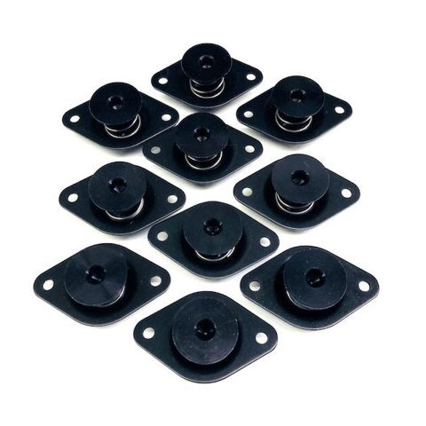 Quick Turn Fastener - Self Ejecting - Flush Head - Hex Drive - 7/16 x 0.650 in Body - Aluminum - Black Anodized - Set of 10