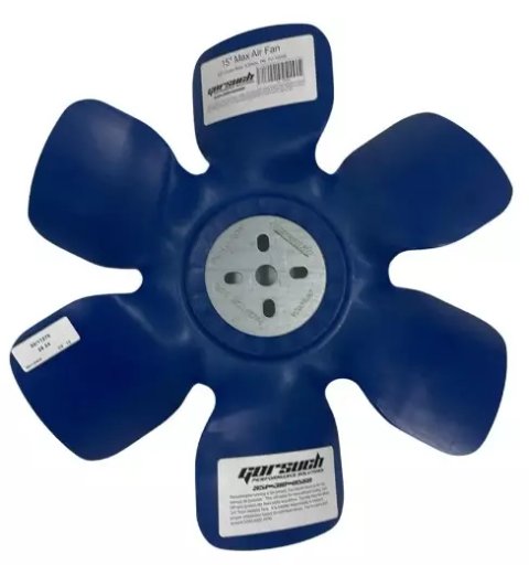 Mechanical Cooling Fan - Max Air - 15 in Fan - 6 Blade - 5/8 in Pilot - Universal Bolt Pattern - Aluminum Hub / Plastic Blades - Blue - Each
