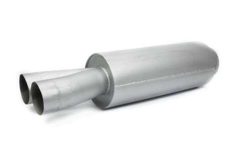 Muffler - Merge - Dual 3.5 in Inlets - 5 in Outlet - 7 in Diameter Body - 29 in Long - Steel - Gray Paint - Each