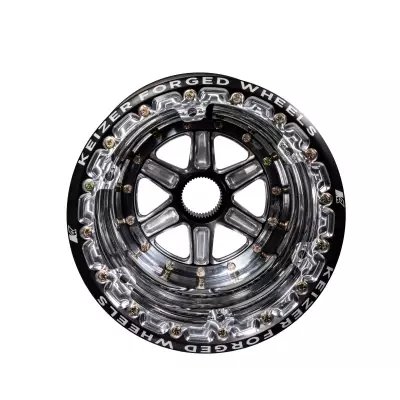 Wheel - 15 x 17 in - 6.000 in Backspace - 42 Spline - Beadlock - Aluminum - Black Anodized / Machined Center - Polished Lip - Each