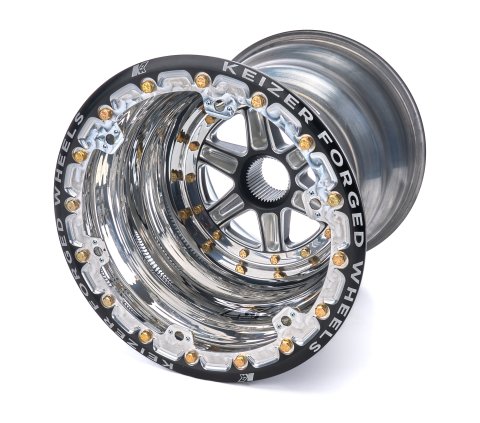 Wheel - 15 x 17 in - 7.000 in Backspace - 42 Spline - Beadlock - Aluminum - Black Anodized / Machined Center - Polished Lip - Each