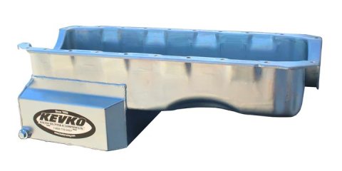 Engine Oil Pan - Street / Strip - Rear Sump - 7 qt - 8 in Deep - Driver Side Dipstick - Steel - Zinc Plated - 2-Piece Seal - Big Block Chevy - Each