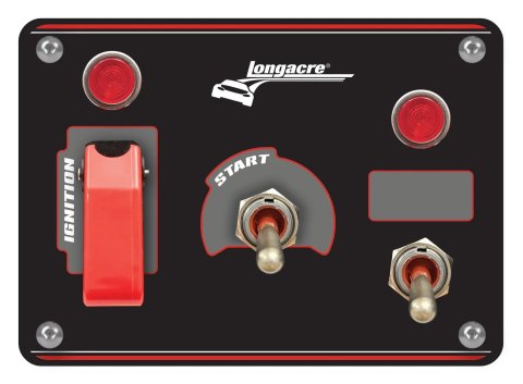 Switch Panel - Dash Mount - Elite - 5 x 3.7 in - 1 Safety Cover Toggle / 1 Momentary Toggle / 1 Toggle - Indicator Lights - Black Anodized - Each