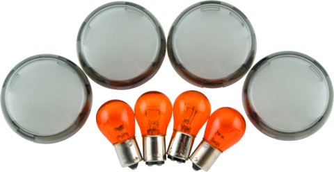 Bikers Choice 00-10 FXST FXD 02-13 XL Smoked Turn Signal Lens/Amber Bulb Kit Replaces H-D 69304-02