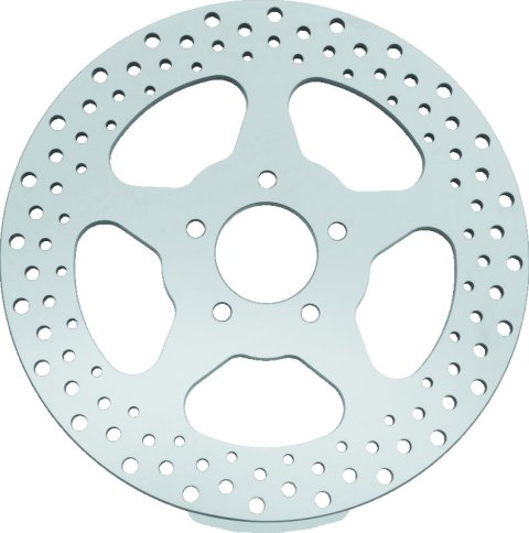 Bikers Choice 00-17 Big Twin 11.5 Inch Polished Frt 5 Spoke Drilled Stnless Rotor Repl H-D 44156-00