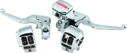 Bikers Choice 96-07 FLH/FLT Chrome Handlebar Control Kit W/O Switches 11/16 Bore W/Audio