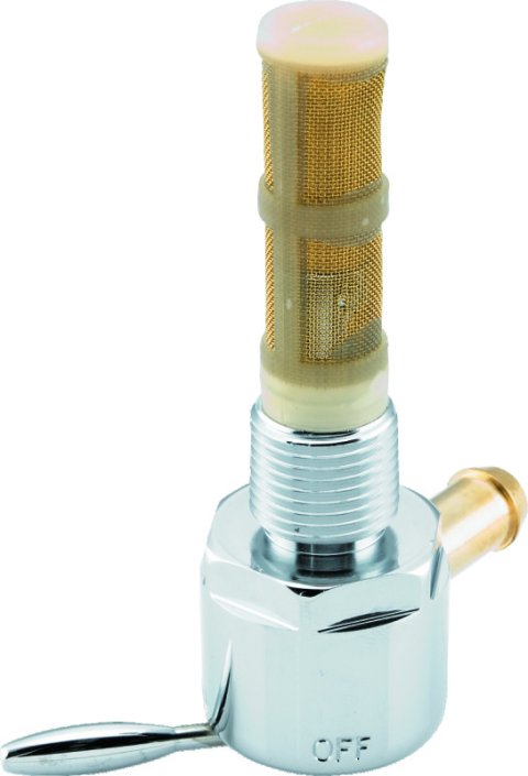 Bikers Choice 57-75 Big Twin / XL Chrome Round Petcock 3/8in-18 NPT Right Outlet Straight