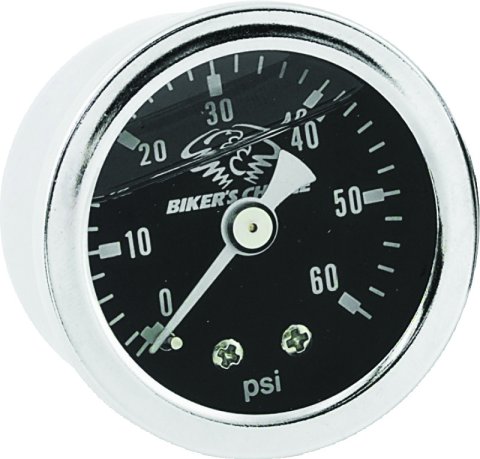 Bikers Choice Black Face Liquid Filled Oil Pressure Gauge 0-60 Psi 1/8 NPT