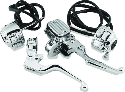 Bikers Choice 96-06 Big Twin / 96-03 XL 9/16in Bore Chrome Handlebar Control Kit W/Chrome Switches
