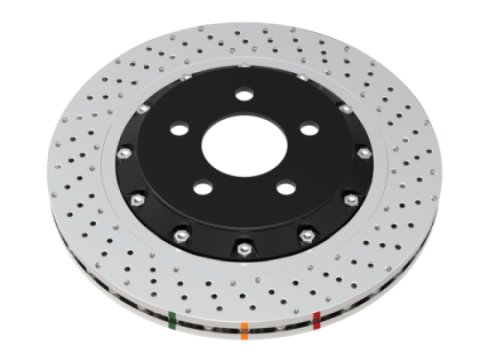DBA 2022+ Volkswagen Golf R Mk8 5000 Series Cross Drilled & Dimpled 2 Piece Front Brake Rotor
