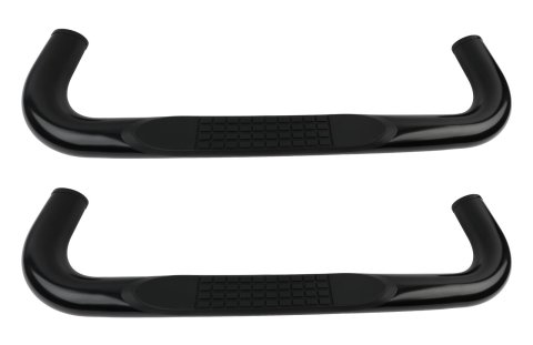 Dee Zee UltraBlack Round Side Step Bars DZ 372511 Nerf and Bars, Bars, Steel, Black Powdercoated, 3.00 in. Diameter, Chevy, GMC, Pair