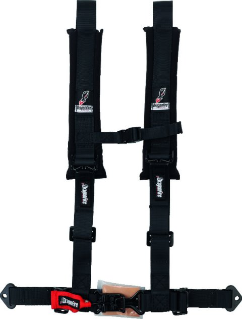 DragonFire Racing Harness- H-Style- 4-Point- 2in Youth- Black