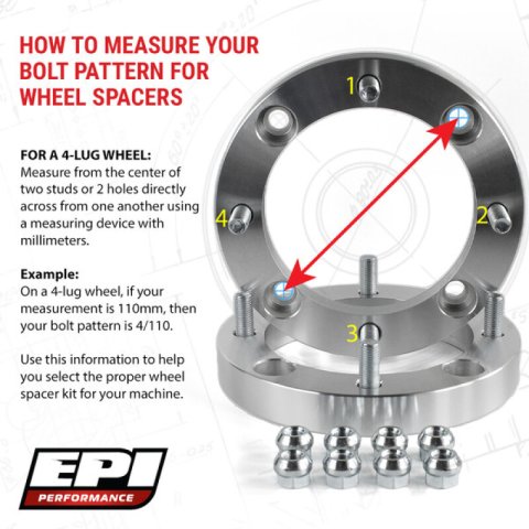 EPI 4/110 Wheel Spacer 1 in. 10 mm. Stud/ 1.25 Thread