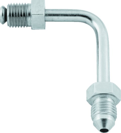 Twin Power Stainless Brake Fitting Male 3/8-24 Inverted Flare to AN-3 Male 90 Adaptor Tube Short