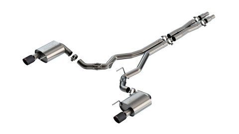 Exhaust System - ATAK - Cat-Back - 2.5 in Diameter - 4 in Carbon Fiber Tips - Stainless - Natural - Ford Coyote - Ford Mustang 2024 - Kit