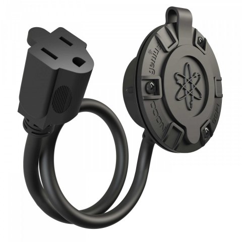 Accessory Plug-In - 16 in Extension - 110V - Panel Mount - 3-Prong Male Socket to 3-Prong Female Plug - Integrated Terminals / Wires - Kit