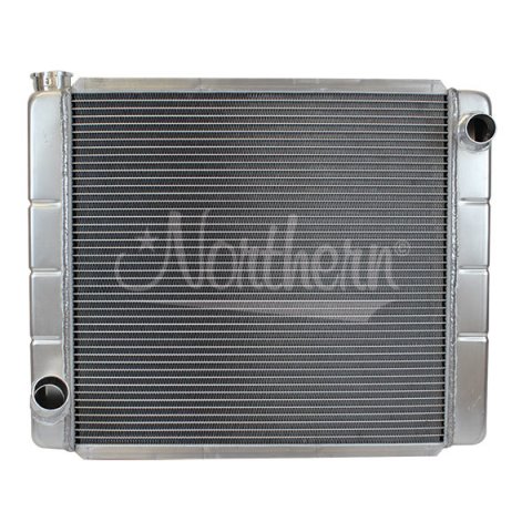 Radiator - Race Pro - Single Pass - 23.75 in W x 19.5 in H x 3.125 in D - Passenger Side Inlet - Driver Side Outlet - Aluminum - Natural - Ford / Mopar - Each