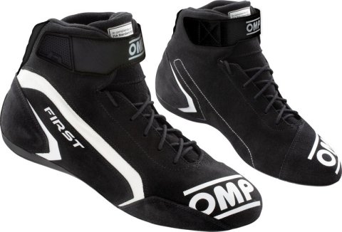 Driving Shoe - First - Mid-Top - SFI 3.3/5 - FIA Approved - Suede Outer - Fire Retardant Fabric Inner - Blue / Fluorescent Orange - Euro Size 42 - Pair