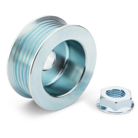 Alternator Pulley - Serpentine - 5-Rib - 62.5 mm Diameter - 0.664 in Shaft - Hardware Included - Steel - Zinc Plated - Proform Lightning-Bolt Alternator - Each