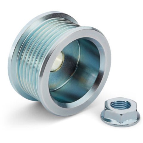 Alternator Pulley - Serpentine - 7-Rib - 62.5 mm Diameter - 0.664 in Shaft - Hardware Included - Steel - Zinc Plated - Proform Lightning-Bolt Alternator - Each