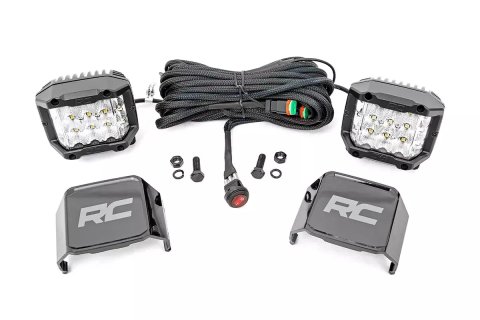 LED Light Assembly - Chrome Series - 18 White LED - Square Pods - Surface Mount - Hardware / Wiring Harness Included - Aluminum - Black Powder Coat - Universal - Kit