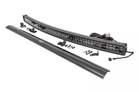 LED Light Bar Kit - Black Series - Double Row - Curved - Flood / Spot Beam - 500 Watts - 54 in Long - White LED - Aluminum - Black Powder Coat - Universal - Each