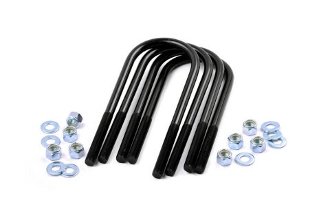 Axle U-Bolt - 3.5 in ID - 10.5 in Length - 5/8-18 in Right Hand Thread - Steel - Black Paint - Universal - Set of 4
