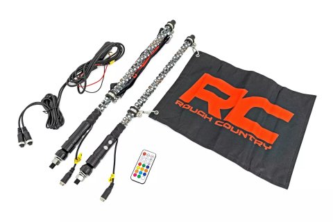 LED Light Assembly - Whip Lights - LED - 24 in Long - Multi-Color - Aluminum - Black Anodized - Universal - Pair