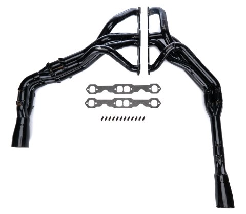 Headers - Dirt Late Model Tri-Y - 1.75 to 1.875 in Primary - 3.5 in Collector - Gaskets / Hardware - Steel - Black Paint - Small Block Chevy - Pair