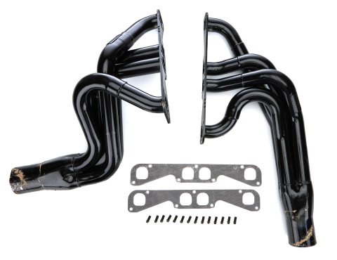 Headers - 1.875 to 2 in Primary - 3.5 in Collector - Gaskets / Hardware Included - Steel - Black Paint - Small Block Chevy - Pair