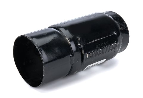 Muffler - Race - 2-1/2 in Center Inlet - 2-1/2 in Center Outlet - 4 x 2.75 in Round Body - 6 in Long - Steel - Black Paint - Each