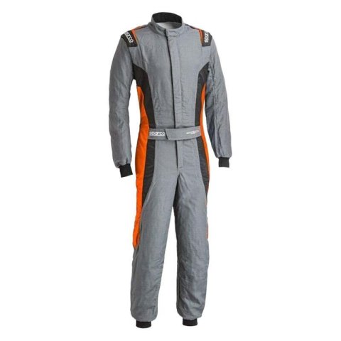 Driving Suit - Victory Pro - 1-Piece - SFI 3.2A/5 - FIA Approved - Single Layer - Fire Retardant Fabric - Gray / Orange - Large - Each