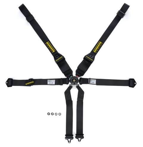 Harness - Profi III - 6 Point - Camlock - SFI 16.5 - Pull Up Adjust - Bolt-In / Wrap Around - Individual Harness - HANS Ready - Black - Kit