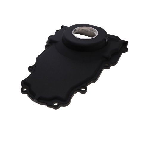 Timing Cover - 1-Piece - Gasket / Hardware / Seal Included - Aluminum - Black Powder Coat - GM LS-Series - Each