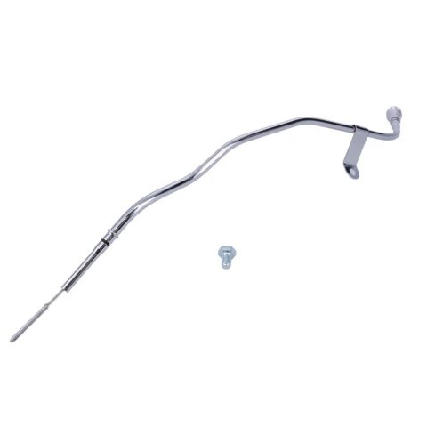 Engine Oil Dipstick - Solid Tube - Block Mount - 21.5 in Long - Aluminum / Steel - Chrome / Polished - GM LS-Series - Each