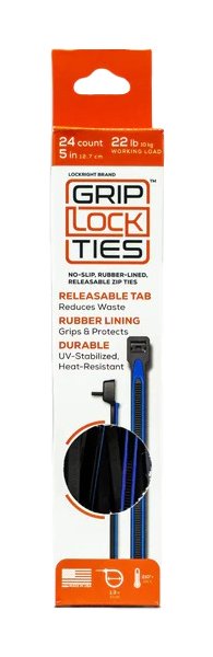 Cable Ties - Zip Ties - 5 in Long - Blue Rubber Lined - Nylon - Black - Reusable - Set of 24