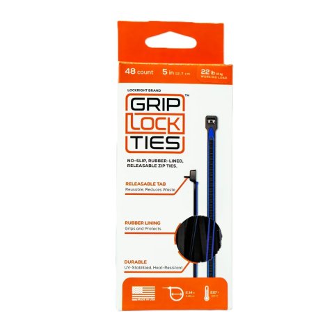 Cable Ties - Zip Ties - 5 in Long - Blue Rubber Lined - Nylon - Black - Reusable - Set of 48