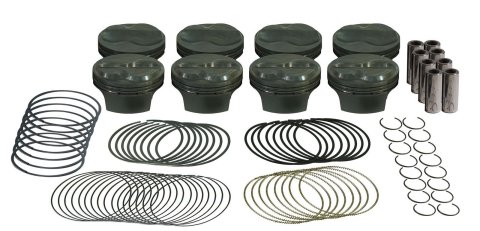 Piston and Ring - PowerPak - Flat Top - 4.125 in Bore - 1.0 x 1.0 x 2.0 mm Ring Groove - Minus 4.00 cc - Oil Support Rails Included - Small Block Chevy - Kit