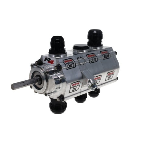 Oil Pump - R4 - Dry Sump - 3 Stage - 1.4 in Pressure - High Volume - High Pressure - 1.4 in Scavenge - 3/8 in Hex Drive - Rear Drive - Aluminum - Each
