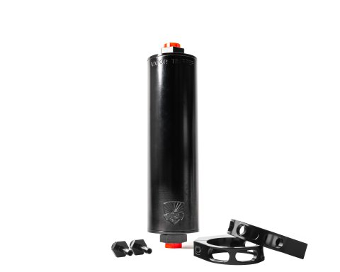 Charcoal Canister - Shop48 Vapor Trapper - 8 in Long - 6 AN Female O-Ring Inlet - 6 AN Female O-Ring Outlet - Fittings / Premium Mounting Bracket Incl