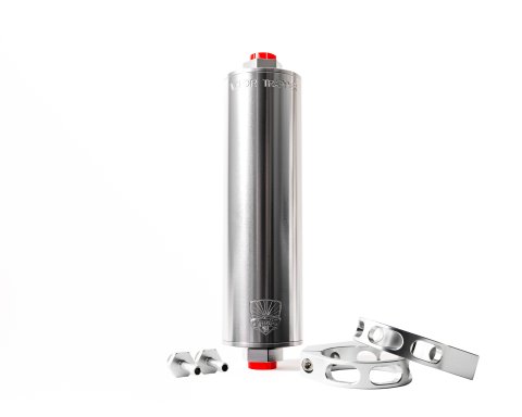 Charcoal Canister - Shop48 Vapor Trapper - 8 in Long - 6 AN Female O-Ring Inlet - 6 AN Female O-Ring Outlet - Fittings / Premium Mounting Bracket Incl
