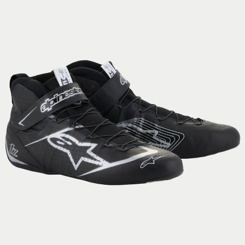 Driving Shoe - Tech-1 Z V3 - Mid-Top - FIA Approved - Leather Outer - Aramid Inner - Black / Silver - Side 12 - Pair