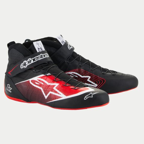Driving Shoe - Tech-1 Z V3 - Mid-Top - FIA Approved - Leather Outer - Aramid Inner - Black / Red - Side 12 - Pair