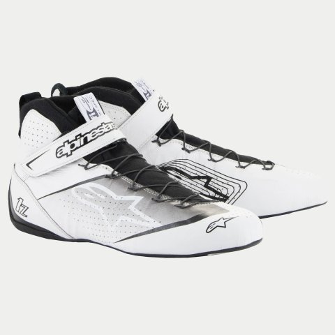 Driving Shoe - Tech-1 Z V3 - Mid-Top - FIA Approved - Leather Outer - Aramid Inner - White / Black - Side 8.5 - Pair