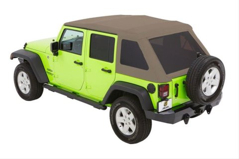 Bestop Trektop Glide Slantback Soft Tops for 2007-2017 WRANGLER, 2018 WRANGLER JK - 5492374 Top, Slantback, Twill, Beige, Tinted Windows, Jeep, Kit